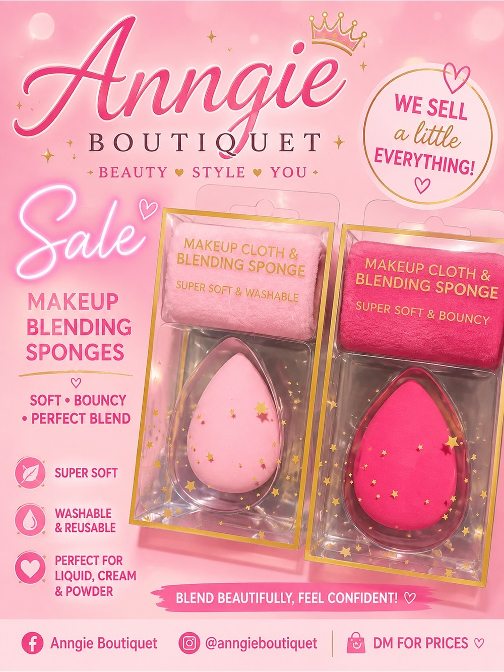 Pink Makeup Blending Sponge - Soft & Washable